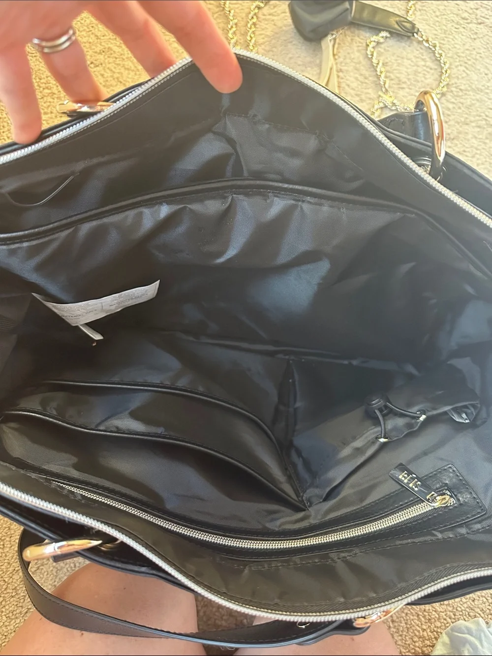 BEIS Diaper Tote in Black with Chain Strap Add-On- NWOT